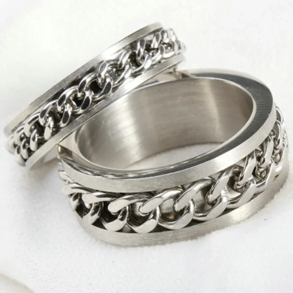 Men’s stainless steel spinner chain ring - Picture 3 of 4